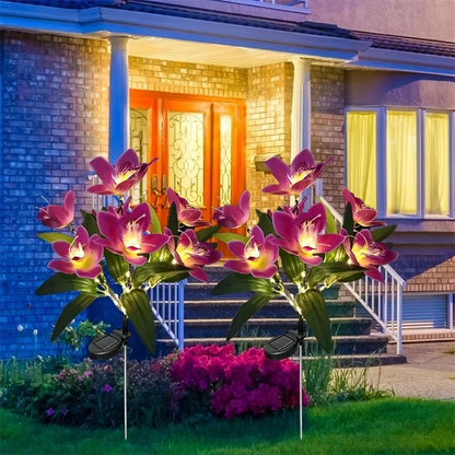 Solarna Lampa Ogrodowa LED – Kwiaty Orchidei 7 Głów | Dekoracyjne Oświetlenie Ogrodu