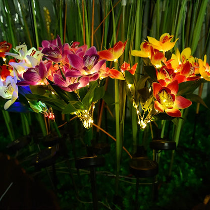 Solarna Lampa Ogrodowa LED – Kwiaty Orchidei 7 Głów | Dekoracyjne Oświetlenie Ogrodu