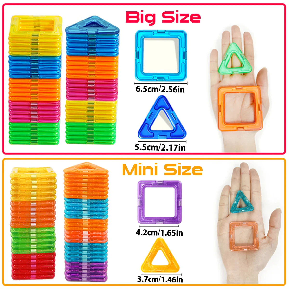 Magnetyczne klocki DIY duże i małe