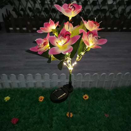 Solarna Lampa Ogrodowa LED – Kwiaty Orchidei 7 Głów | Dekoracyjne Oświetlenie Ogrodu