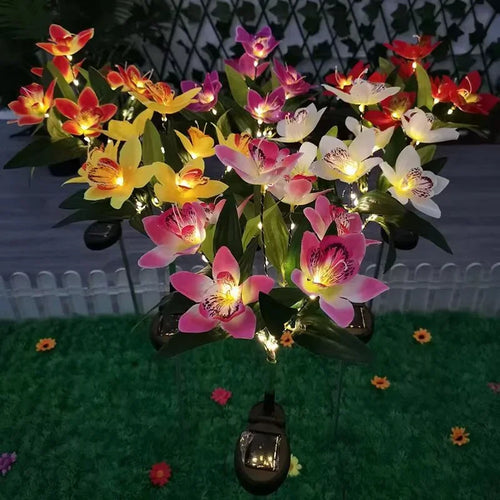 Solarna Lampa Ogrodowa LED – Kwiaty Orchidei 7 Głów | Dekoracyjne Oświetlenie Ogrodu